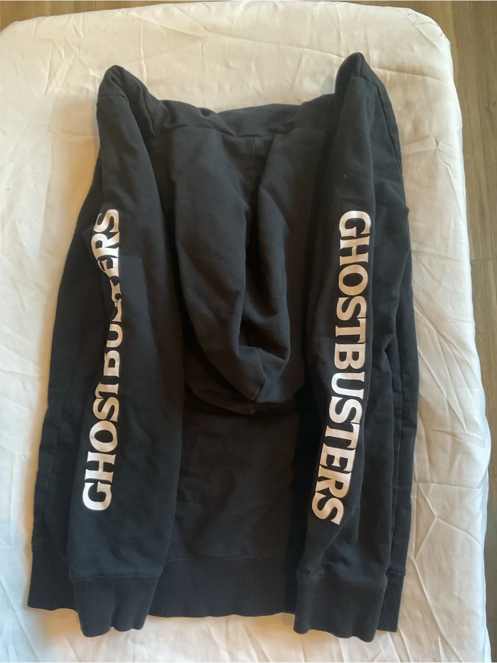 H&M Black Hoodie with Neon Green Ghostbusters Logo